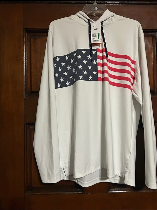 Puma Other - Puma White Hoodie with American Flag Graphic